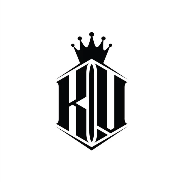 Монограмма Логотипа Шестиугольная Корона Формы Щита Резким Шаблоном Стиля — стоковое фото