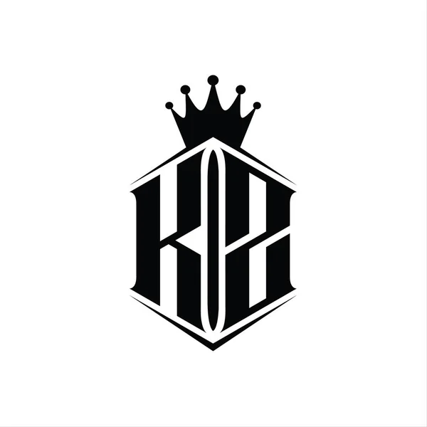 Монограмма Логотипа Шестиугольная Корона Резким Дизайнерским Шаблоном — стоковое фото