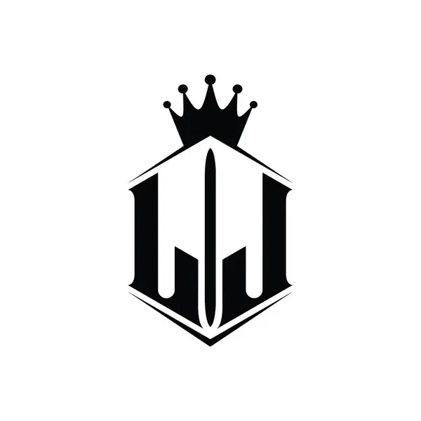 Letter Logo Monogrammi Kuusikulmio Kilpi Muoto Kruunu Terävä Tyyli Suunnittelu — kuvapankkivalokuva