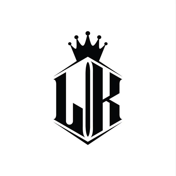 Carta Logo Monograma Hexágono Escudo Forma Coroa Com Modelo Design — Fotografia de Stock