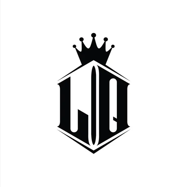 Letra Logo Monograma Hexágono Escudo Forma Corona Con Plantilla Diseño —  Fotos de Stock