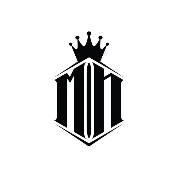 Harf Logosu Monogram Altıgen Kalkan Şekilli Taç Keskin Stil Tasarım — Stok fotoğraf