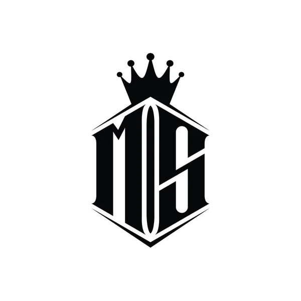 Letter Logo Monograma Escudo Hexágono Corona Con Plantilla Diseño Estilo —  Fotos de Stock