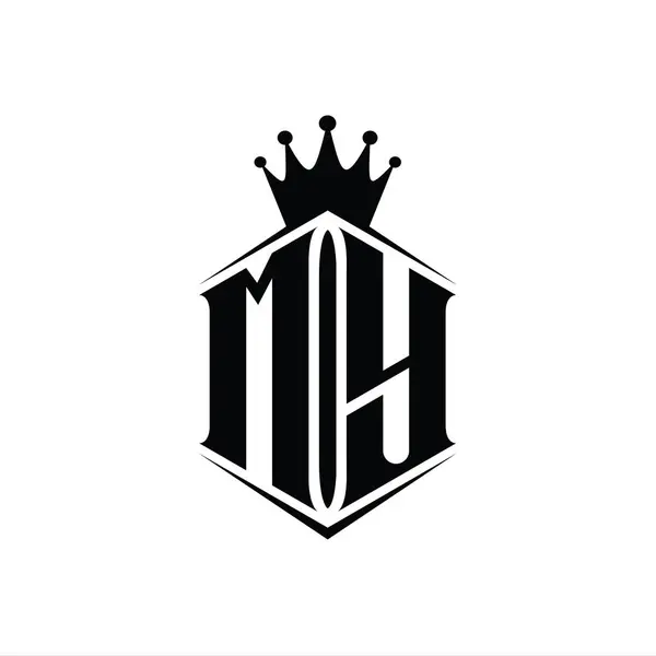 Moje Logo List Monogram Sześciokąt Tarcza Kształt Korony Ostrym Stylu — Zdjęcie stockowe
