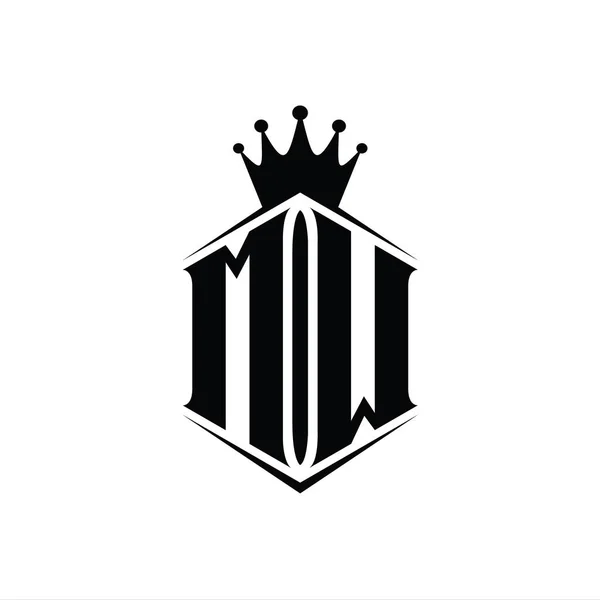 Монограмма Логотипа Шестиугольная Корона Формы Щит Резким Шаблоном Стиля — стоковое фото