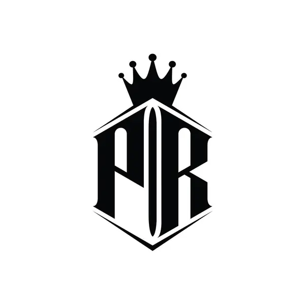 Harfi Logo Monogram Altıgen Kalkan Şekilli Taç Keskin Stil Tasarım — Stok fotoğraf