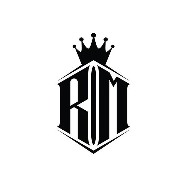 Carta Logo Monograma Hexágono Escudo Forma Corona Con Plantilla Diseño —  Fotos de Stock