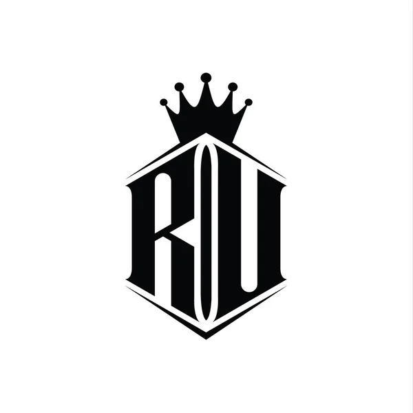 Letter Logo Μονόγραμμα Εξάγωνο Ασπίδα Σχήμα Στέμμα Αιχμηρό Πρότυπο Σχεδιασμού — Φωτογραφία Αρχείου