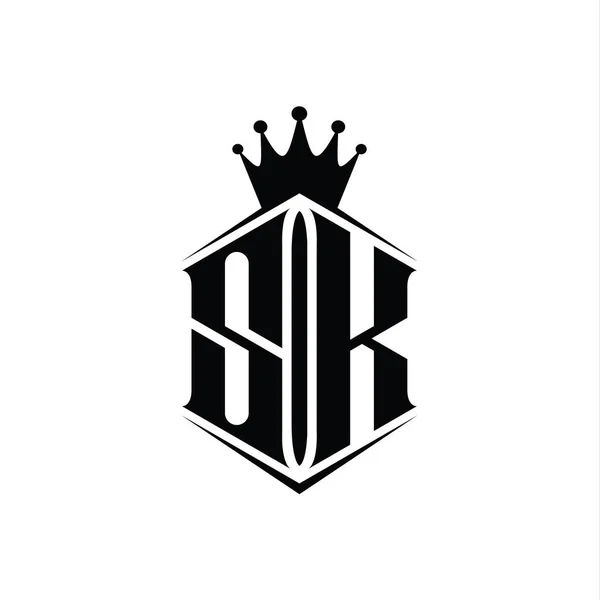 Letter Logo Monogram Zeshoekige Schild Kroon Met Scherpe Stijl Design — Stockfoto