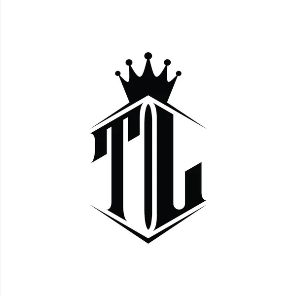 Letter Логотип Монограммы Шестиугольник Форма Корона Резким Шаблоном Стиля — стоковое фото