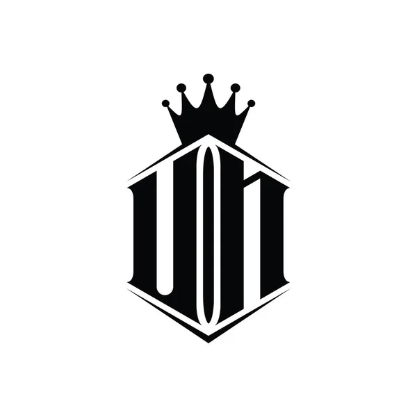 List Onz Logo Monogram Sześciokąt Tarcza Kształt Korony Ostrym Stylu — Zdjęcie stockowe