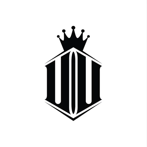 Letter Logo Monogram Altıgen Kalkan Biçimli Taç Keskin Stil Tasarım — Stok fotoğraf