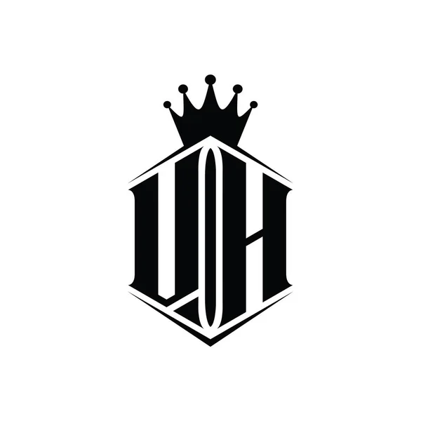 Vh字母标志六边形护盾冠 带有尖锐的样式设计模板 — 图库照片