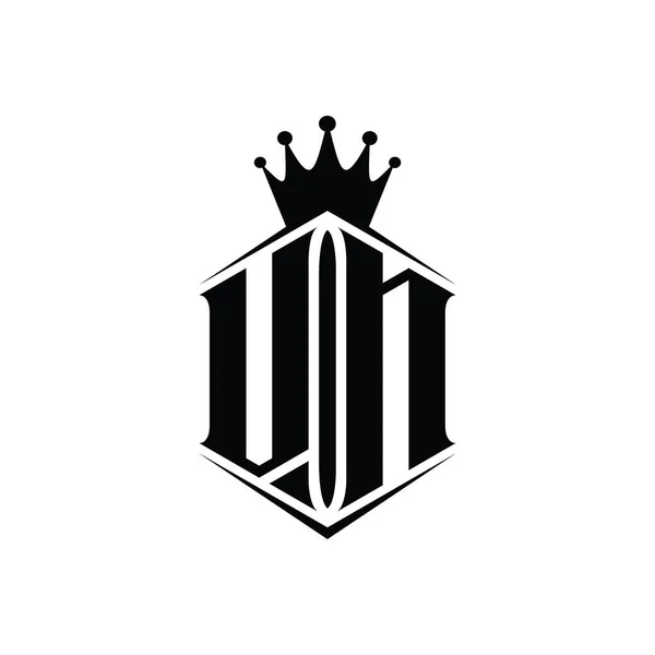 List Logo Monogram Sześciokąt Tarcza Kształt Korony Ostrym Wzorem Stylu — Zdjęcie stockowe