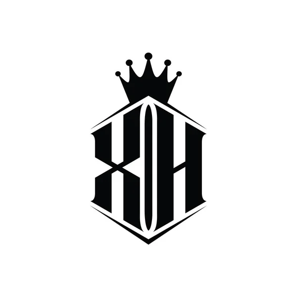 Betű Logo Monogram Hatszög Pajzs Alakú Korona Éles Stílus Design — Stock Fotó