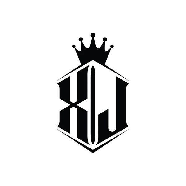 Letter Logo Monogram Hexagon Shield Shape Crown Sharp Style Design — Stock Photo, Image