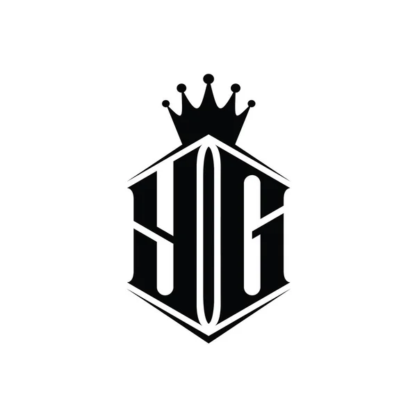 Yg字母标志六边形护盾冠 带有尖锐的样式设计模板 — 图库照片