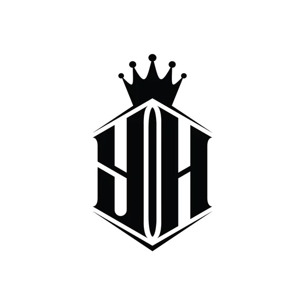 Yh字母标志六边形护盾冠 带有尖锐的样式设计模板 — 图库照片