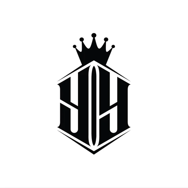 Letter Logo Monogram Hexagon Sköld Form Krona Med Skarp Stil — Stockfoto