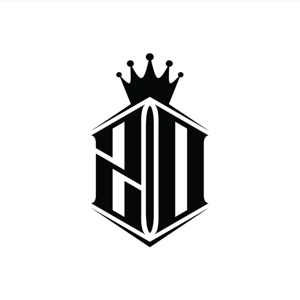 Zd字母Logo六边形护盾冠 带有尖锐的样式设计模板 — 图库照片