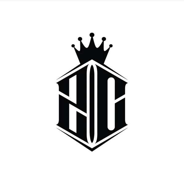 Letter Logo Μονόγραμμα Εξάγωνο Ασπίδα Σχήμα Στέμμα Αιχμηρό Στυλ Πρότυπο — Φωτογραφία Αρχείου