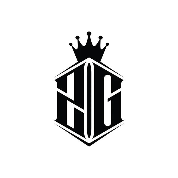 Levél Logo Monogram Hatszög Pajzs Alakú Korona Éles Stílus Design — Stock Fotó