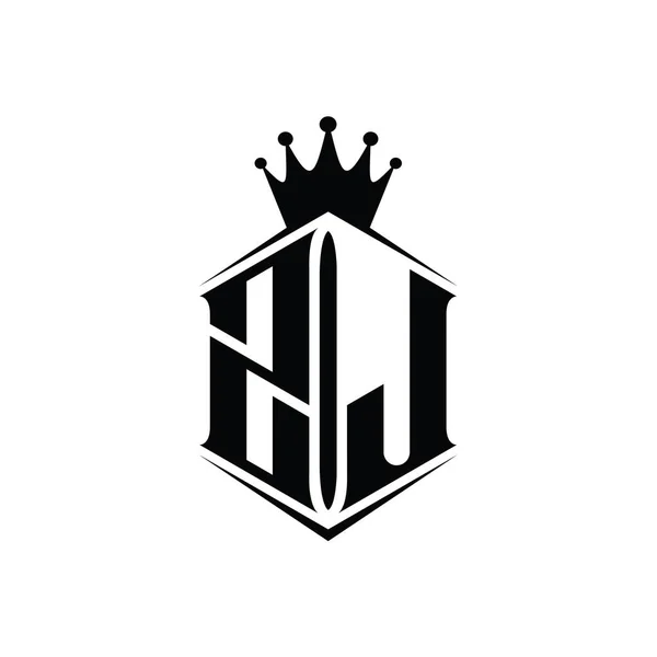 Carta Logo Monograma Hexágono Escudo Forma Corona Con Plantilla Diseño — Foto de Stock