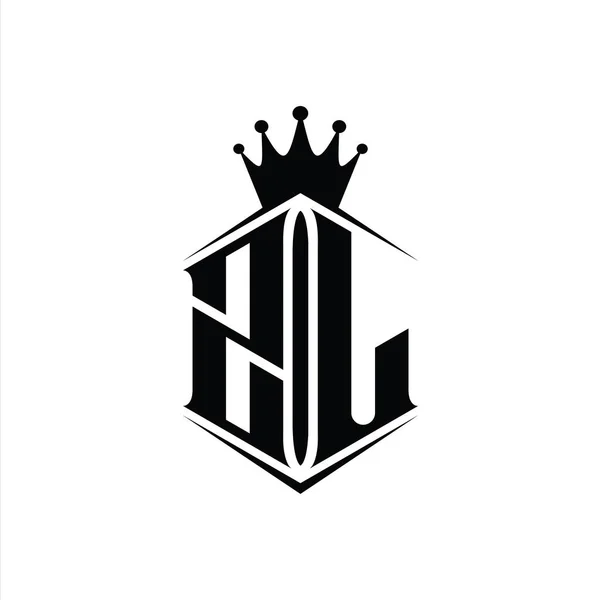 Zl字母Logo六边形护盾冠 带有尖锐的样式设计模板 — 图库照片