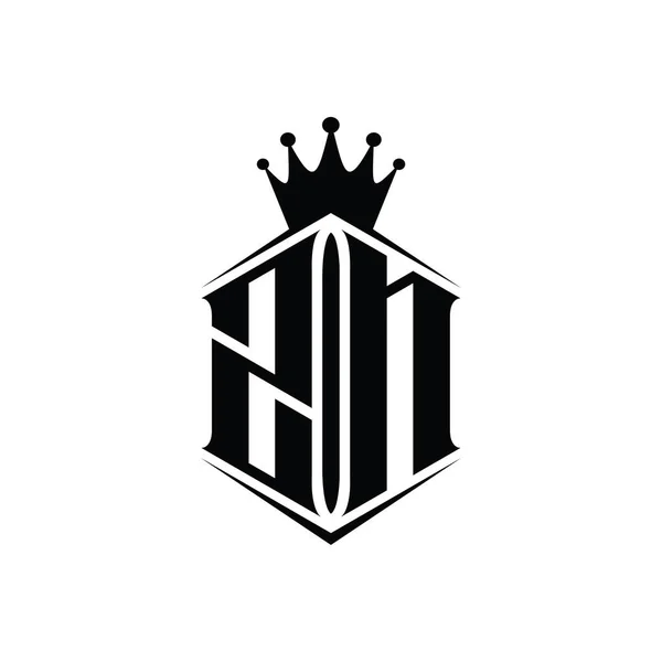 Zn字母Logo六边形护盾冠 带有尖锐的样式设计模板 — 图库照片
