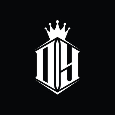 DY Harfi Logosu monogram altıgen kalkan şekilli taç keskin stil tasarım şablonu