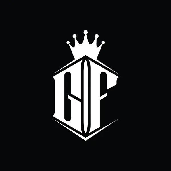 Монограмма Логотипа Шестиугольной Короной Форме Щита Резким Дизайном — стоковое фото