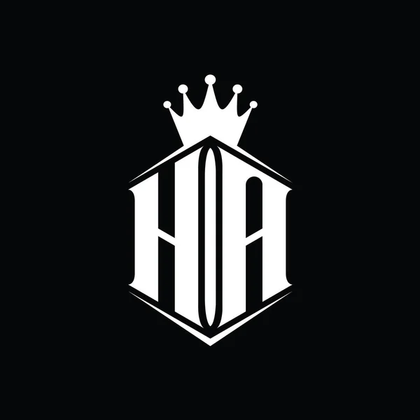 Brev Logo Monogram Hexagon Sköld Form Krona Med Skarp Stil — Stockfoto