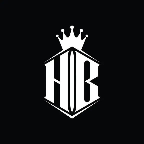 Hb字母Logo六边形护盾冠 带有尖锐的样式设计模板 — 图库照片