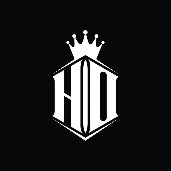 Письмо Логотип Монограмма Шестиугольник Щит Формы Корона Острым Шаблоном Стиля — стоковое фото