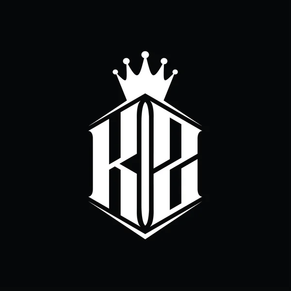 Keskin Stil Tasarım Şablonu Ile Harfi Logo Monogram Altıgen Kalkan — Stok fotoğraf