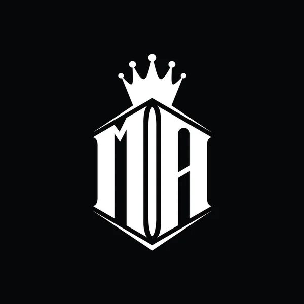 Буква Логотипа Шестиугольник Корона Формы Щит Острым Дизайном Шаблон — стоковое фото