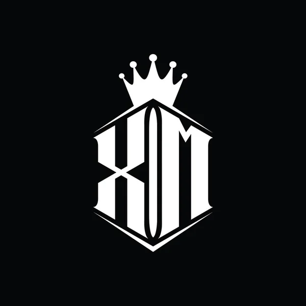 Монограмма Логотипа Шестиугольник Щит Формы Корона Резким Шаблоном Стиля — стоковое фото