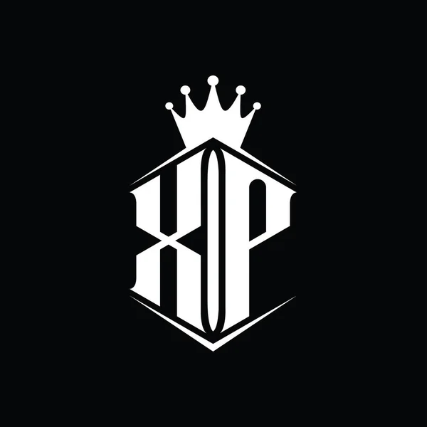 Буква Логотипа Монограмма Шестиугольник Форма Корона Острым Дизайном Шаблон — стоковое фото