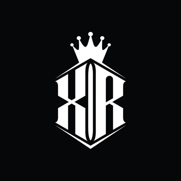 Монограмма Логотипа Шестиугольник Щит Формы Корона Резким Шаблоном Стиля — стоковое фото