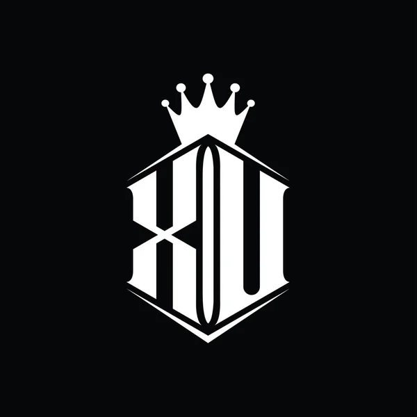 Логотип Монограмма Шестиугольник Щит Формы Корона Резким Шаблоном Стиля — стоковое фото