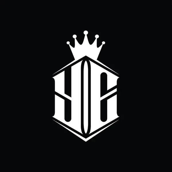 Буква Монограмма Шестнадцатигранной Формы Короны Острым Стилевым Дизайном — стоковое фото