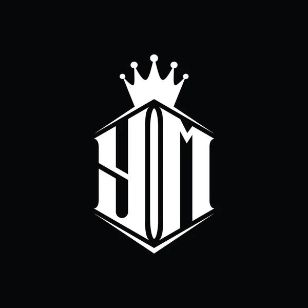 Монограмма Логотипа Шестигранный Щит Форме Короны Резким Шаблоном Стиля — стоковое фото