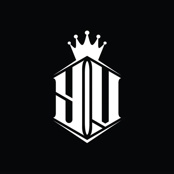 Монограмма Логотипа Шестиугольник Форма Корона Резким Шаблоном Стиля — стоковое фото