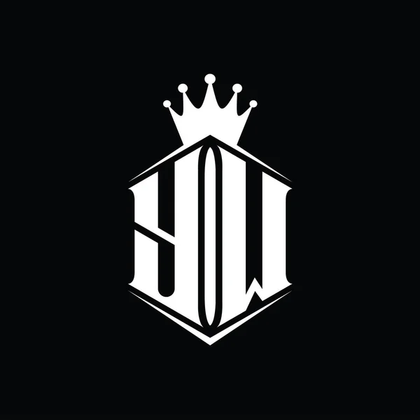 Буква Логотипа Монограмма Шестиугольник Щит Формы Корона Резким Шаблоном Стиля — стоковое фото