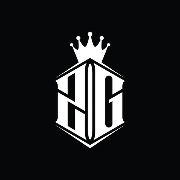 Letter Logo Monogram Zeshoekige Schild Kroon Met Scherpe Stijl Design — Stockfoto