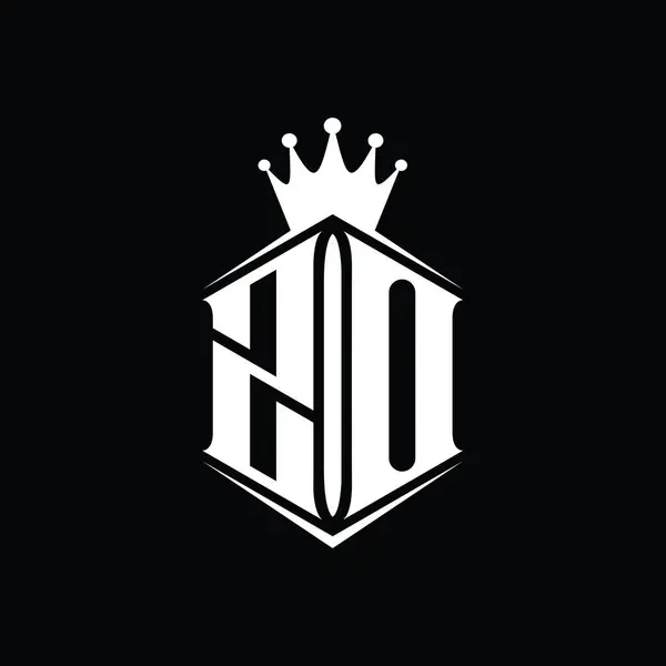 Логотип Монограмма Шестиугольник Щит Формы Корона Острым Шаблоном Стиля — стоковое фото