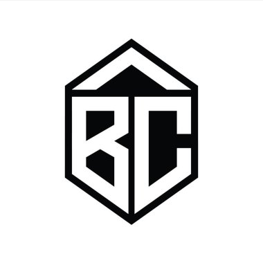 BC Harfi Logo monogramı basit altıgen kalkan şekli izole biçim tasarım şablonu