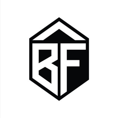BF Harfi Logo monogramı basit altıgen kalkan şekli izole edilmiş biçim tasarım şablonu