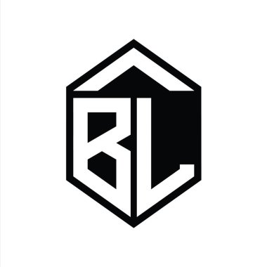 BL Letter Logo monogramı basit altıgen kalkan şekli izole edilmiş biçim tasarım şablonu