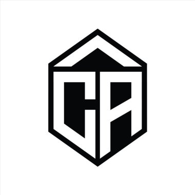 CA Harfi Logo monogramı basit altıgen kalkan şekli izole biçim tasarım şablonu